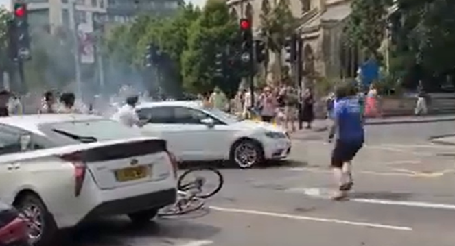 A man was arrested after the vehicle struck multiple people on The Broadway; police consulted counter-terrorism officers