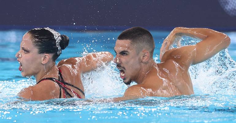 Portugal in 6th in the mixed technical duet of artistic swimming