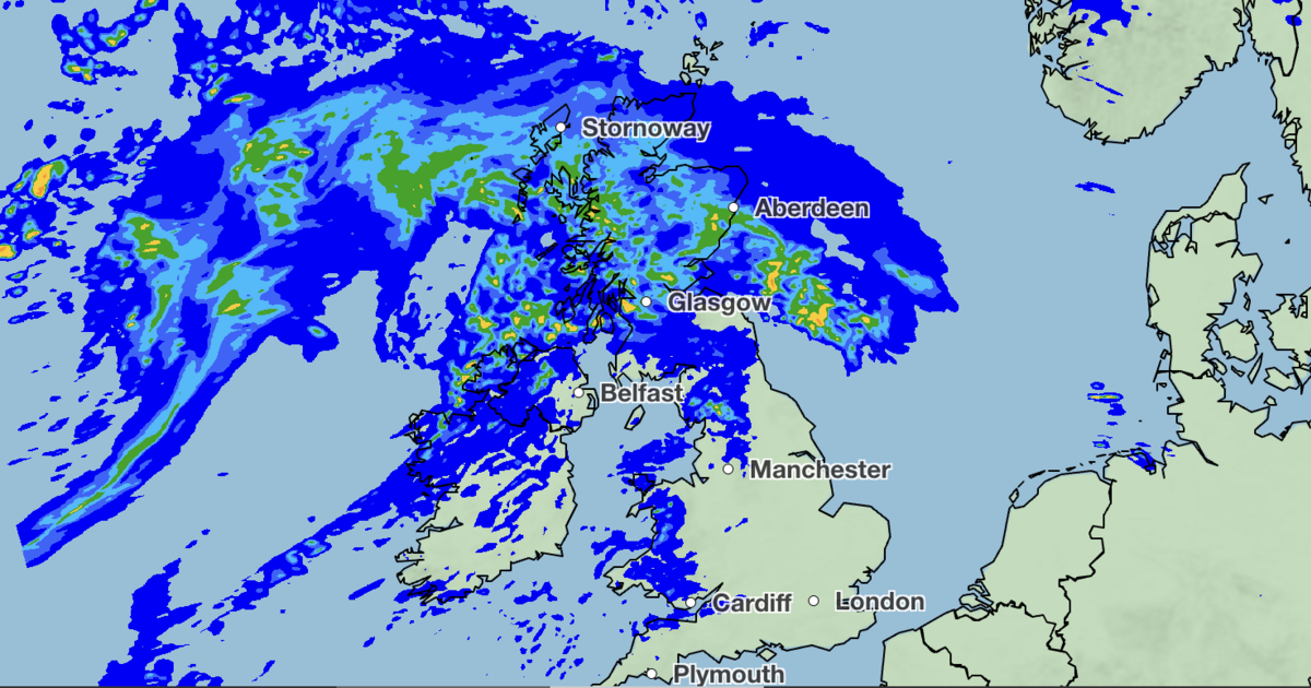 Met Office maps show more than 50 areas set for rain on Tuesday