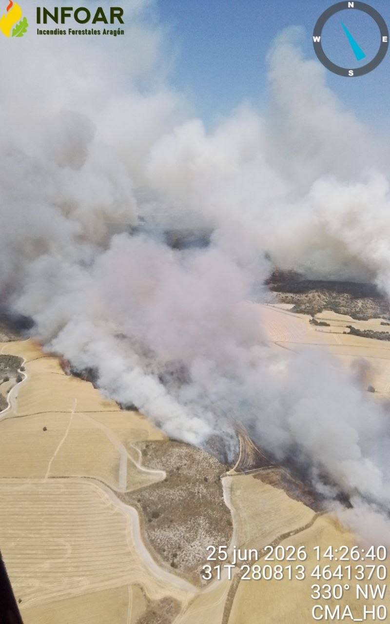 A forest fire in Tamarite (Huesca) requires 240 people to be evicted and the deployment of the EMU