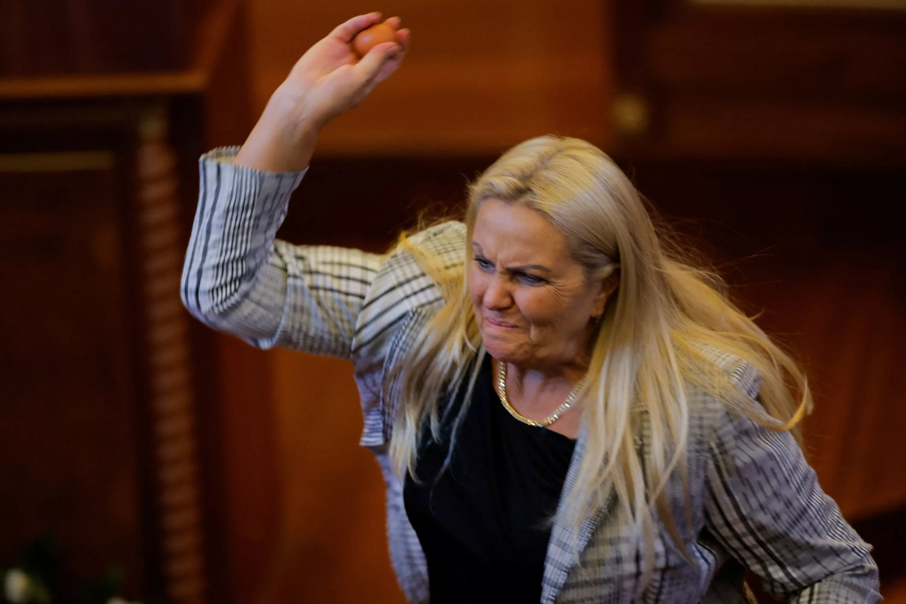 Chaos scene in Parliament: MP throws eggs at Prime Minister VIDEO