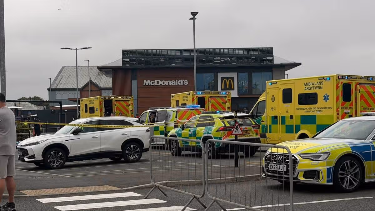 Five taken to hospital following multi-vehicle crash in retail park