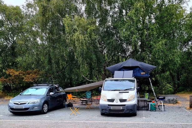 Campervan hogs four spaces at popular Welsh lake sparking fury