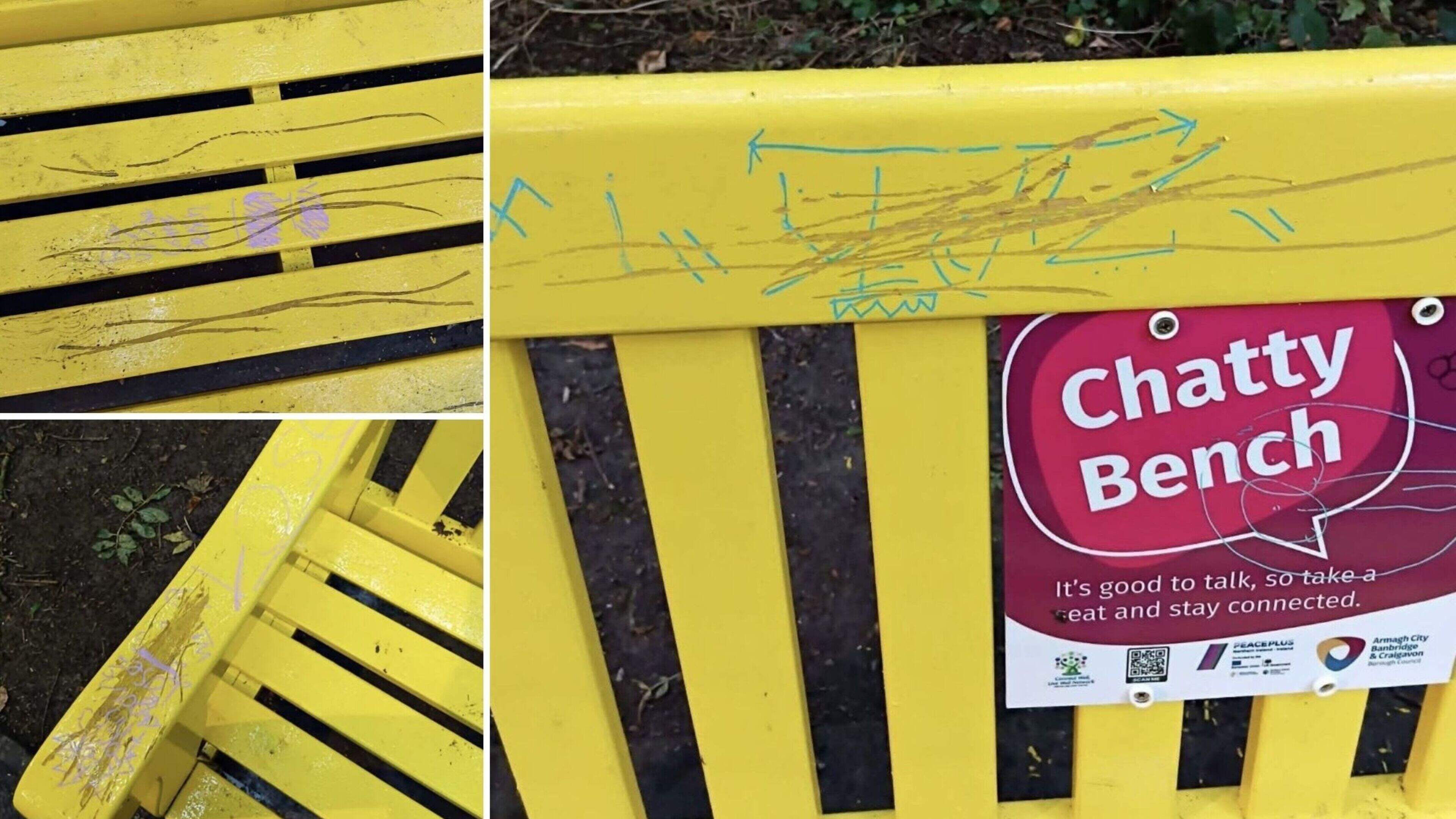Frustration as Banbridge loneliness bench vandalised with graffiti