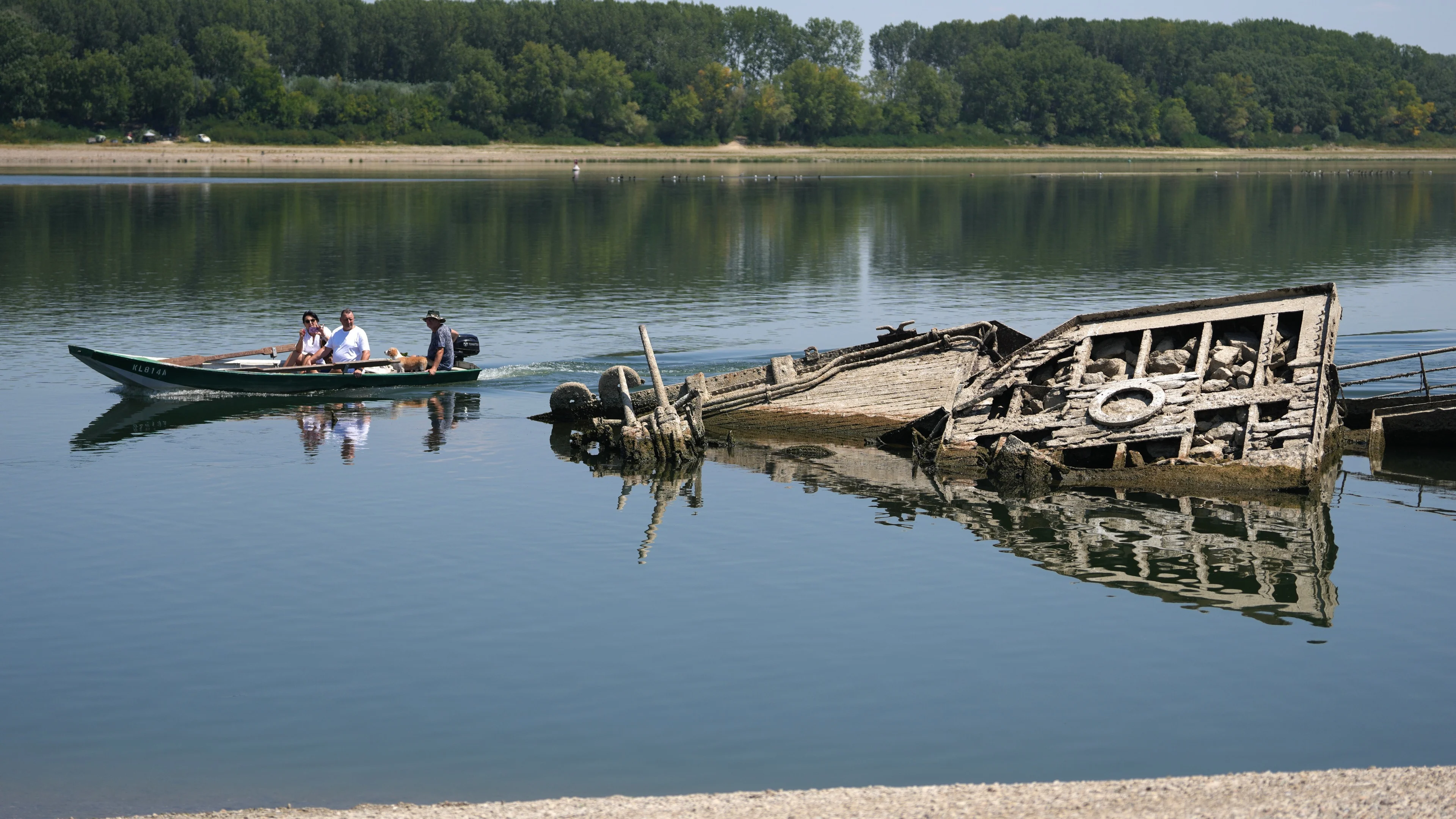 Danube River water levels drop so low that Second World War ships are emerging