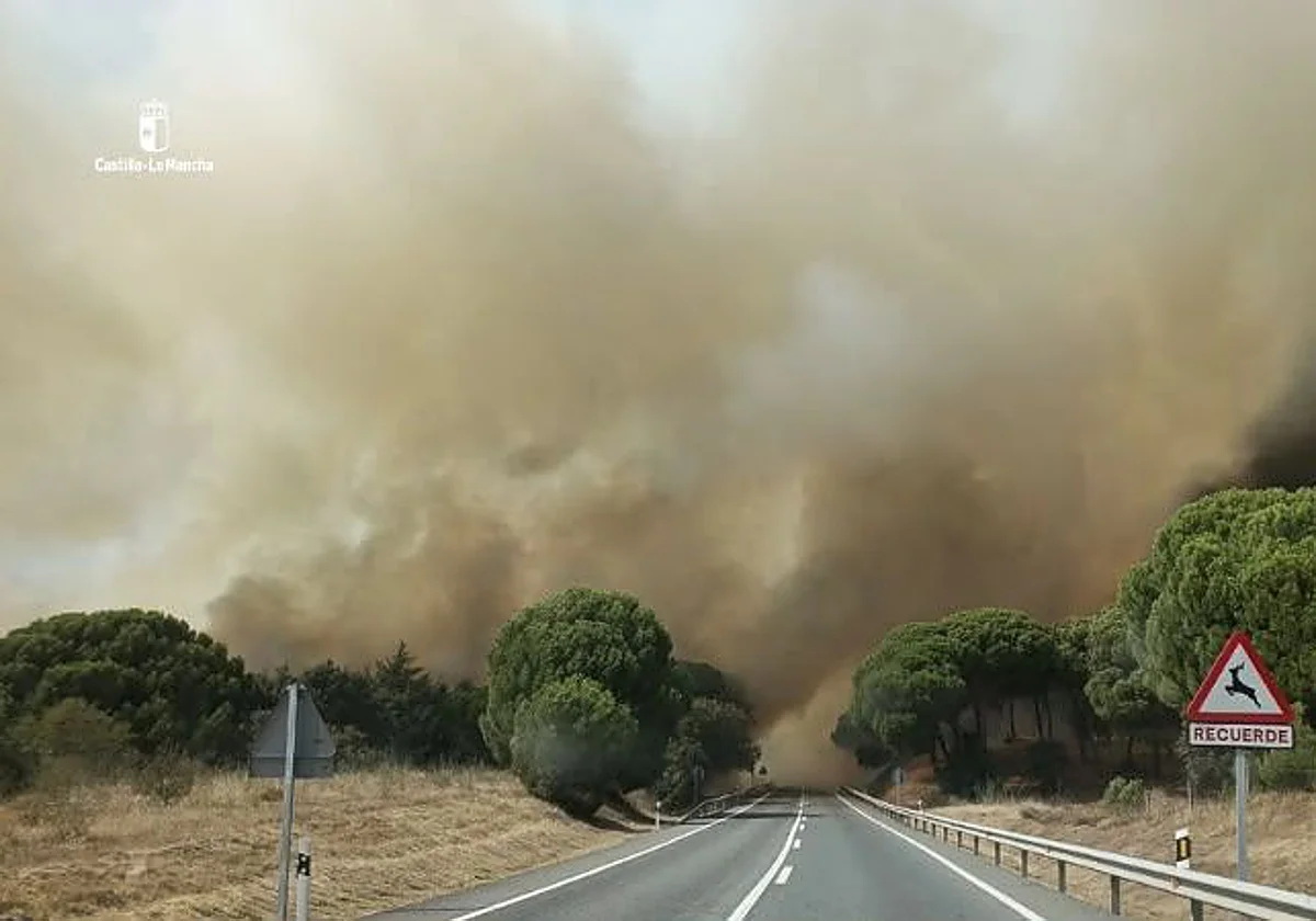 A fire in Almorox Toledo jumps to Madrid and forces Villa del Prado to be confined