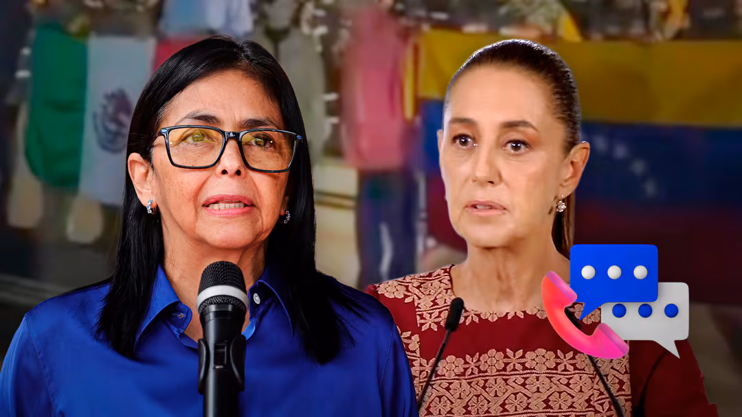 Claudia Sheinbaum talks to Delcy Rodríguez after the earthquakes in Venezuela