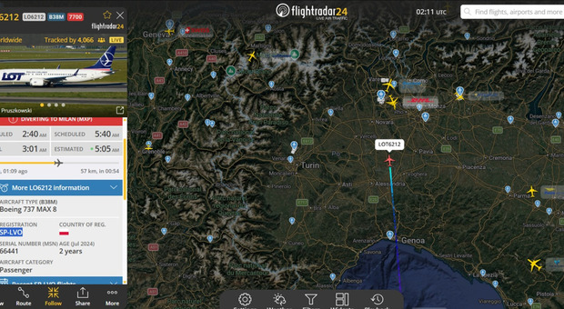 Evil in flight to the commander, emergency landing in Malpensa