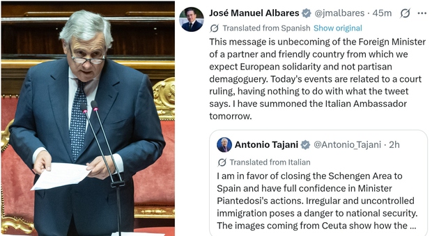 Ceuta, Spain summons Italian ambassador after words Tajani