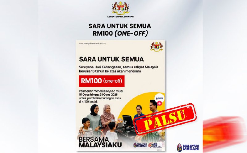 MoF denies RM100 Sara payment for National Day