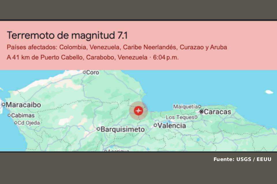 The magnitude of the earthquake 7.1 shook the central region of Venezuela