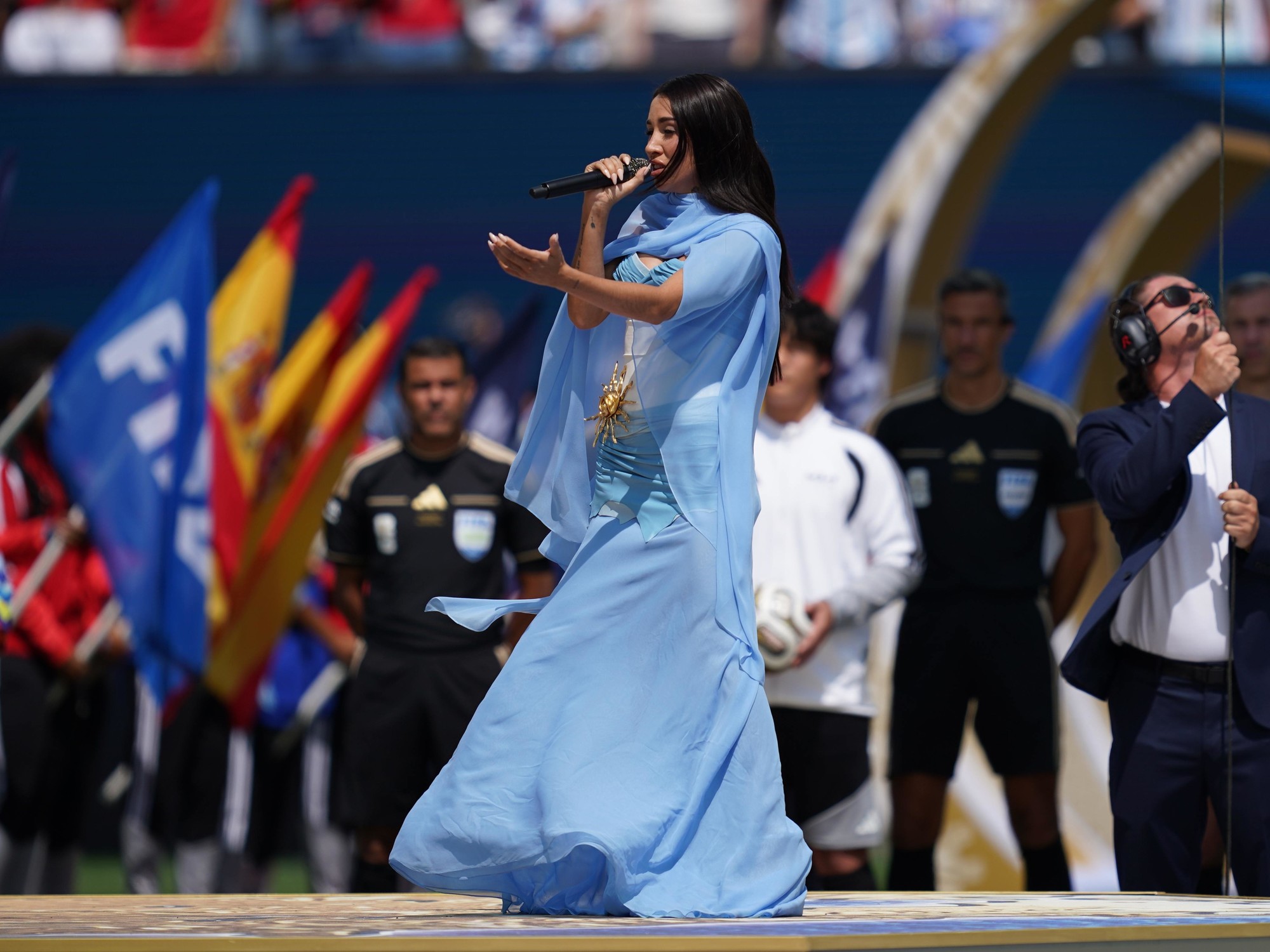The 26-year-old singer expressed her honor and thanked Messi after Argentina's defeat to Spain