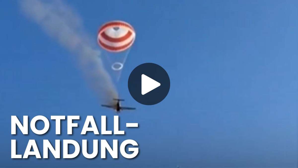 Exceptional emergency landing: Small aircraft sinks to the ground with parachute