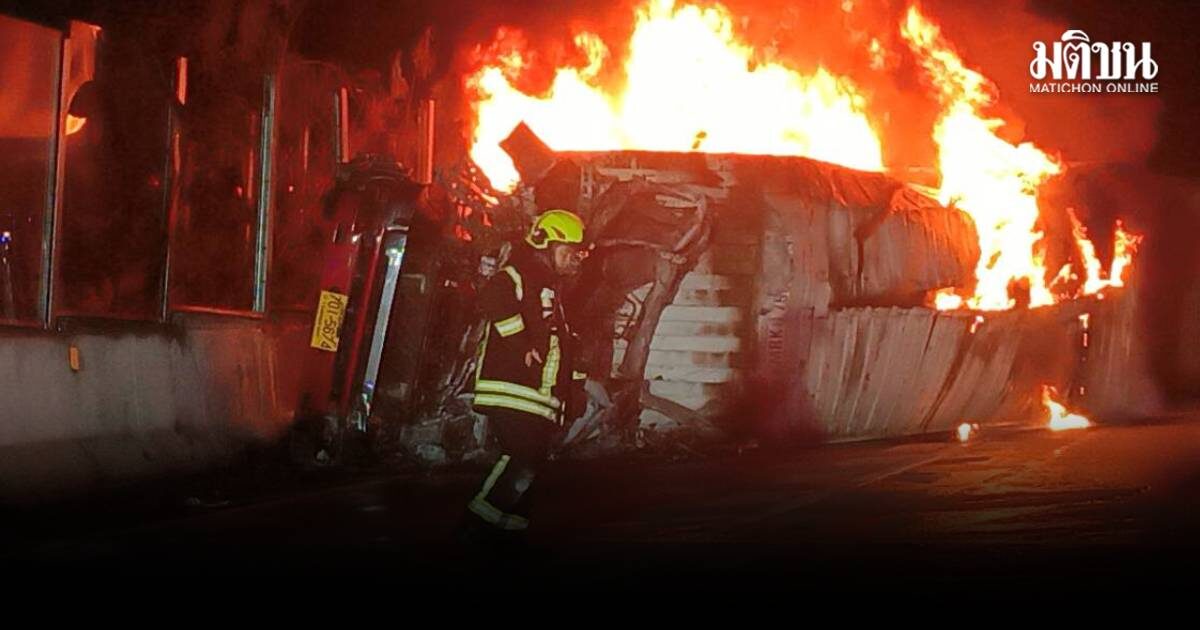 Trailer brake failure, fire burns driver to death horribly on Route 304, villagers terrified, Curve 100 corpses